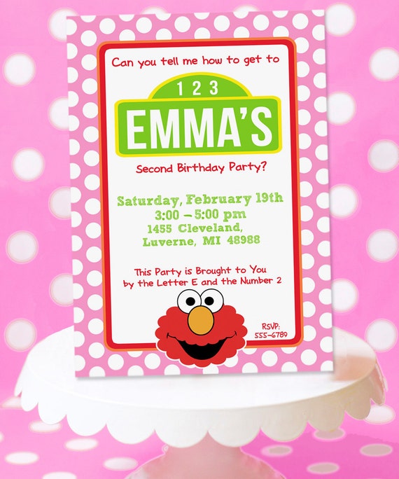 Invitations Elmo Pink 2