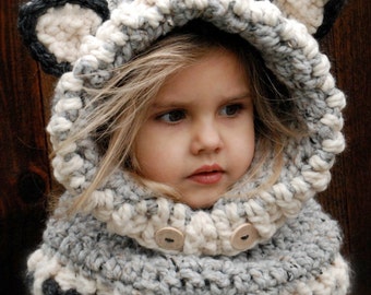 CROCHET PATTERN - Woodlynn Wolf Cowl (12/18 months, Toddler, Child, Adult sizes)
