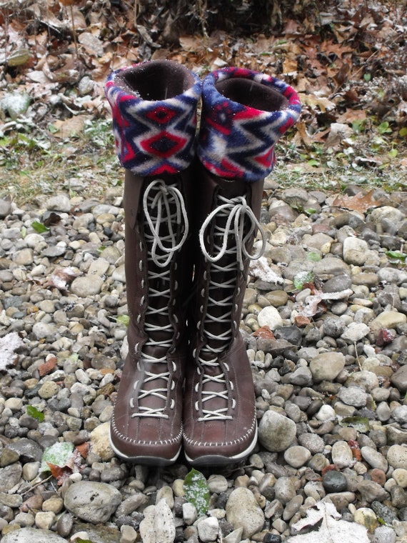 Items similar to Fleece Rain BOOT LINERS, Navajo Print Cuff w/Brown