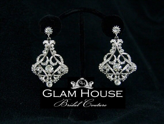 Bridal chandelier earrings- Swarovski crystal earrings