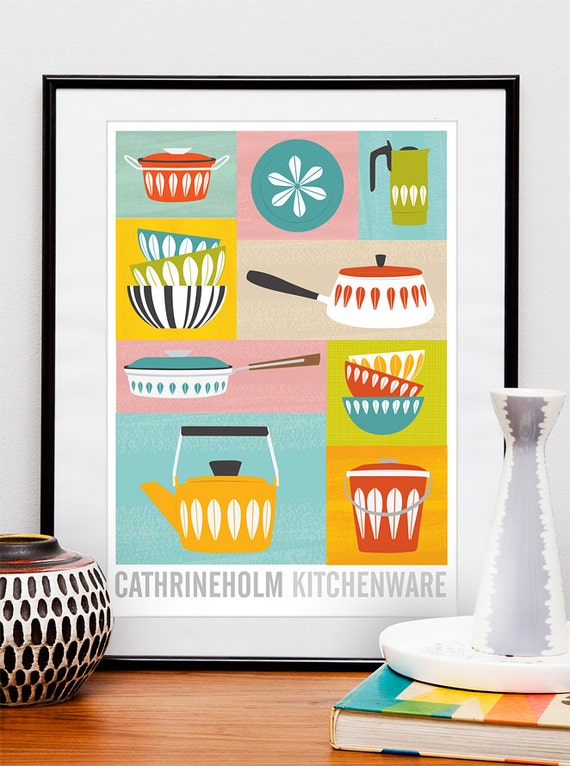 Cathrineholm poster Kitchen art retro kitchenware mid by handz