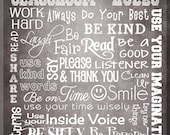 CLASSROOM RULES SIGN - Personalized Teacher Gift - Canvas Word Art - Ready to Hang 11" x 14" Other sizes/colors available Il_170x135