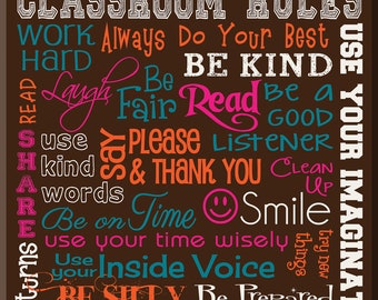 CLASSROOM RULES SIGN Personalized Teacher Gift Canvas Word