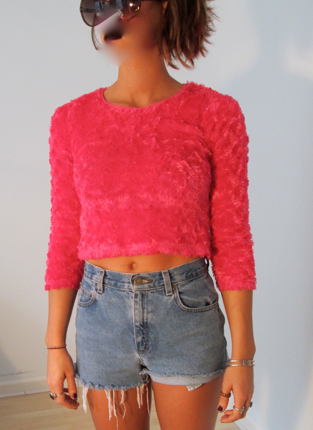 fuzzy sweater crop top