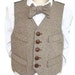 RESERVED for Sheena Boys Vest & Necktie Set, wool brown tweed, 100% cotton lined , formal wear, all sizes, leather buttons, handmade, USA