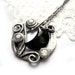 Full Moon Necklace - Hand Made Silver - Cubic Zirconia and Swarovski Crystal - Moon shaped - Round Black and White - Lunar Lunula Pagan