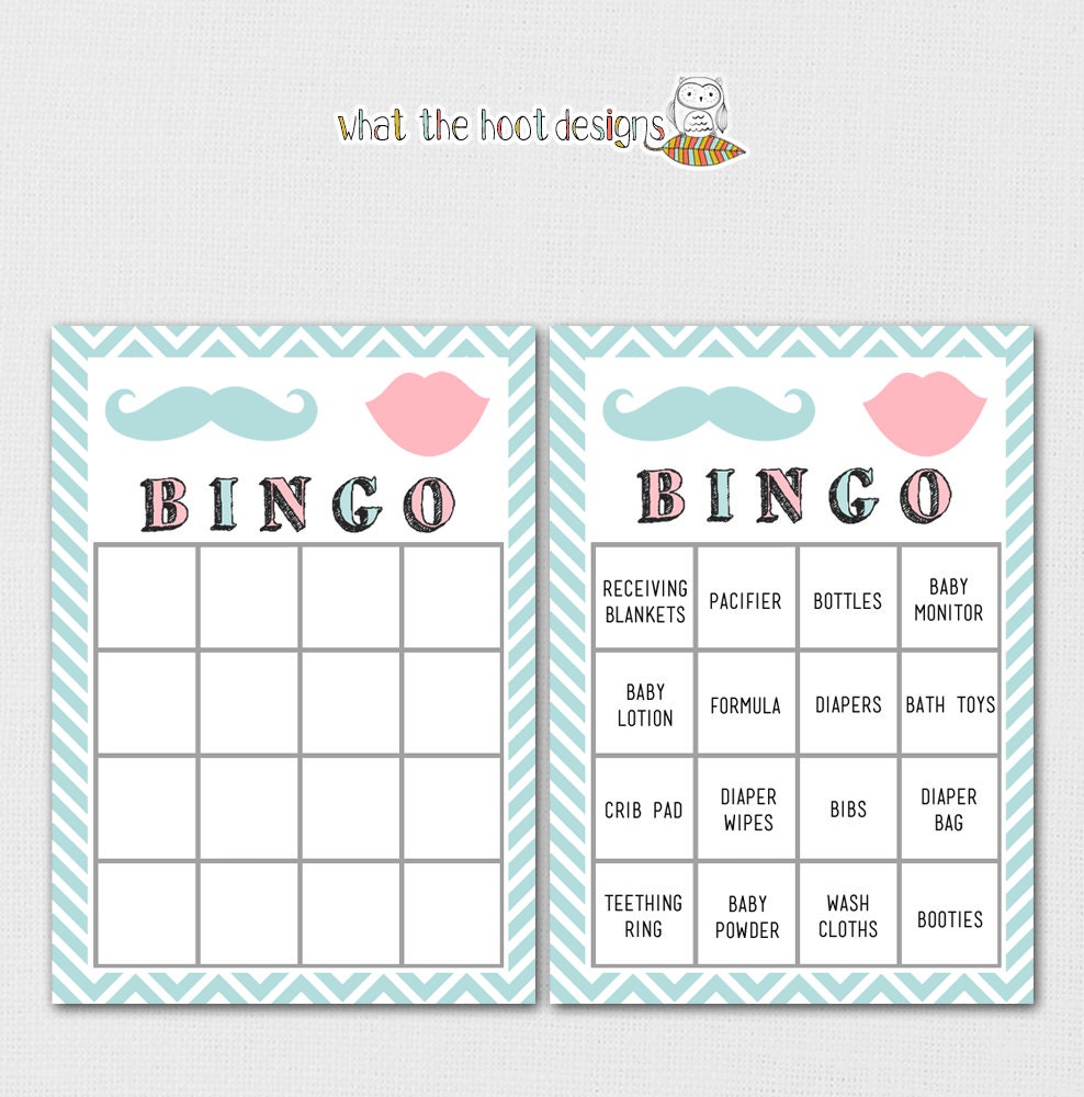 Printable Baby Shower Game Bingo Gender Reveal Party
