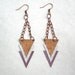 Triangle Dangle Earrings / Arrow Shapes / Geometric Jewelry / Copper Purple
