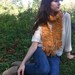 Golden Orange Puff Scarf with Tassels, Pumpkin Autumn Fall Color Knitted Scarf, Luxuriously Soft Yellow Orange