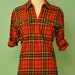 Vintage Rockabilly Pinup Plaid Flannel Top - 40s 50s Menswear Equestrian Inspired Top - Womens Blouse 1940s 1950s Repro