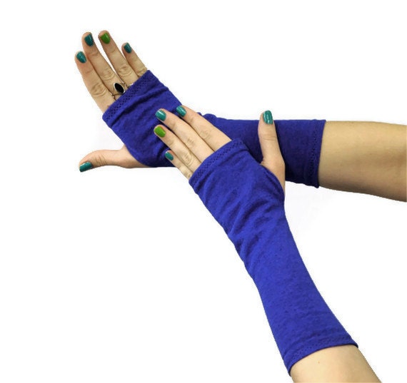 Royal Blue Fingerless Gloves Colbalt Arm by ForgottenCotton
