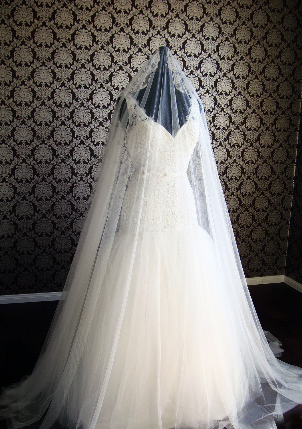 Softest Pure Silk Tulle Cathedral Drop Veil 145 Wide 5767