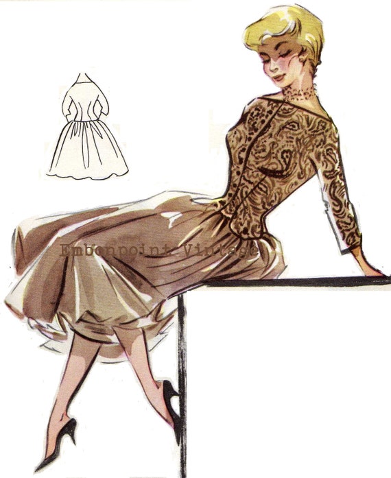 Vintage Sewing Pattern 1956 Dress PDF Plus by EmbonpointVintage