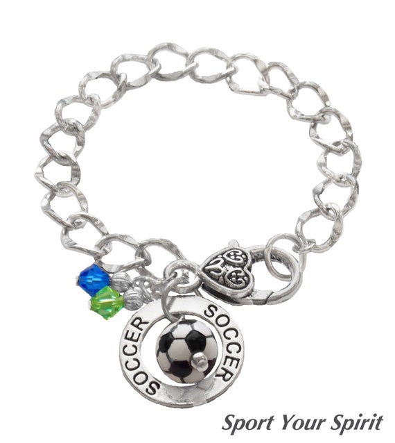 Personalized Soccer BraceletTeam ColorSwarovski Bracelet