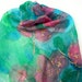 Silk Scarf. Hand Painted square Silk Scarf. Handmade Emerald Green, Blue, Pink Shawl. Silk Scarves. 35x35in. (90x90cm). Ready to Ship.