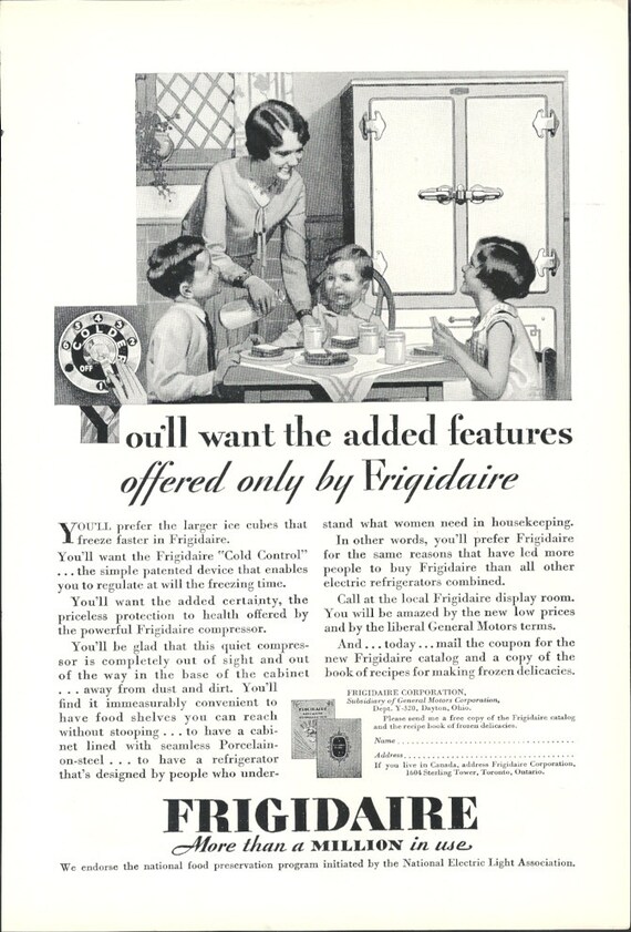 Antique Frigidaire Refrigerator Ad 1920s Appliances