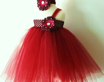 Baby & Girls Christmas Wine Tutu Dress - Pick Flowers