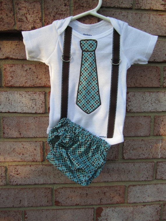 Baby Boy Suit Diaper Cover and Onesie Set by SweetStarlings
