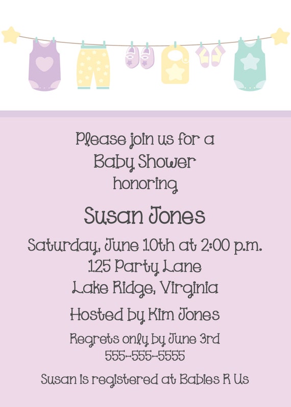 Printable Purple Laundry Baby Shower Invitation Il_570xn