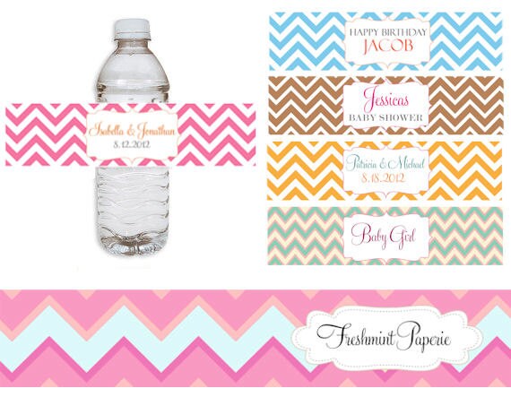 items similar to printable water bottle labels chevron water bottle