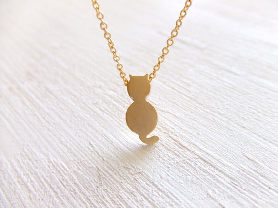 Mini Cat Jewelry Necklace in 16K Gold Plated by twinpearlsjewelry