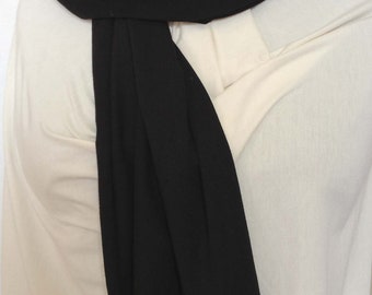 Bamboo and organic cotton scarf-Black jersey knit scarf