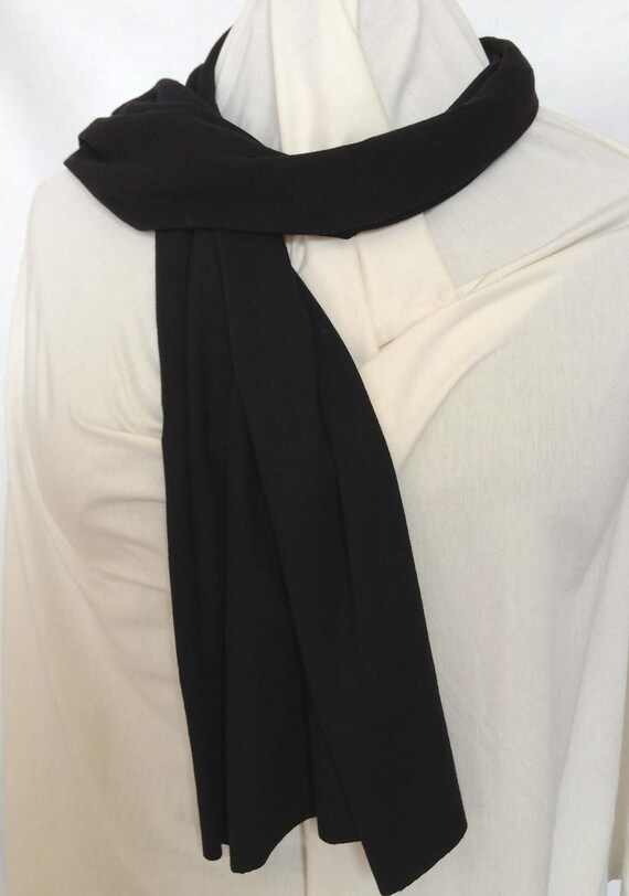 Bamboo and organic cotton scarf-Black jersey knit scarf