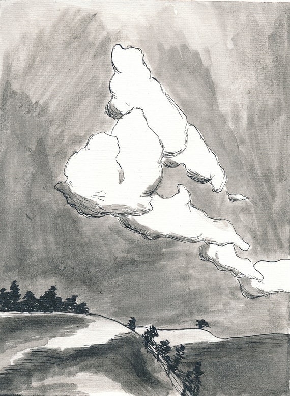 Items similar to Cloud Study 4.5 x 6 Original Pen and Ink Drawing on Etsy