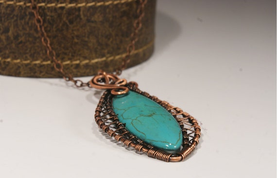 turquoise necklace-copper wire necklaces handmade copper jewelry wire wrapped jewelry handmade-turquoise jewelry copper