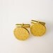1930s Fleur de Lis Art Deco Cuff Links in Patinated Gold Fill, Rennaissance Revival Coins, USA.