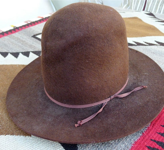 NOTE Navajo Style Brown Wool Hat Rustic Antique 22