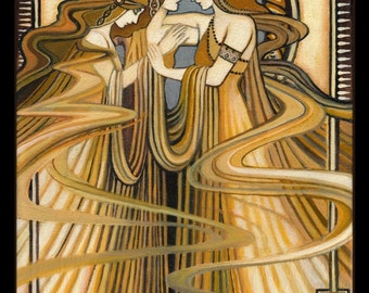 Three Graces Art Deco 8x10 Print Art Nouveau Fine Art Deco Pagan Bohemian Greek Goddess Art