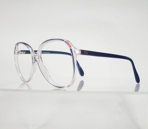 Silhouette Clear And Navy Blue Eyeglass Frames