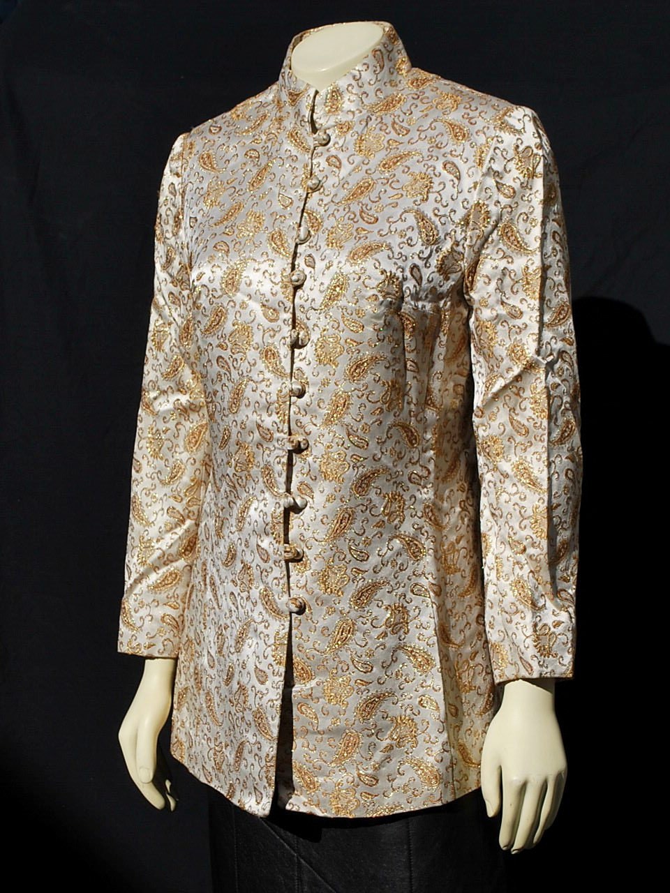 Vintage 60's BROCADE chinese tunic blouse top sM paisley