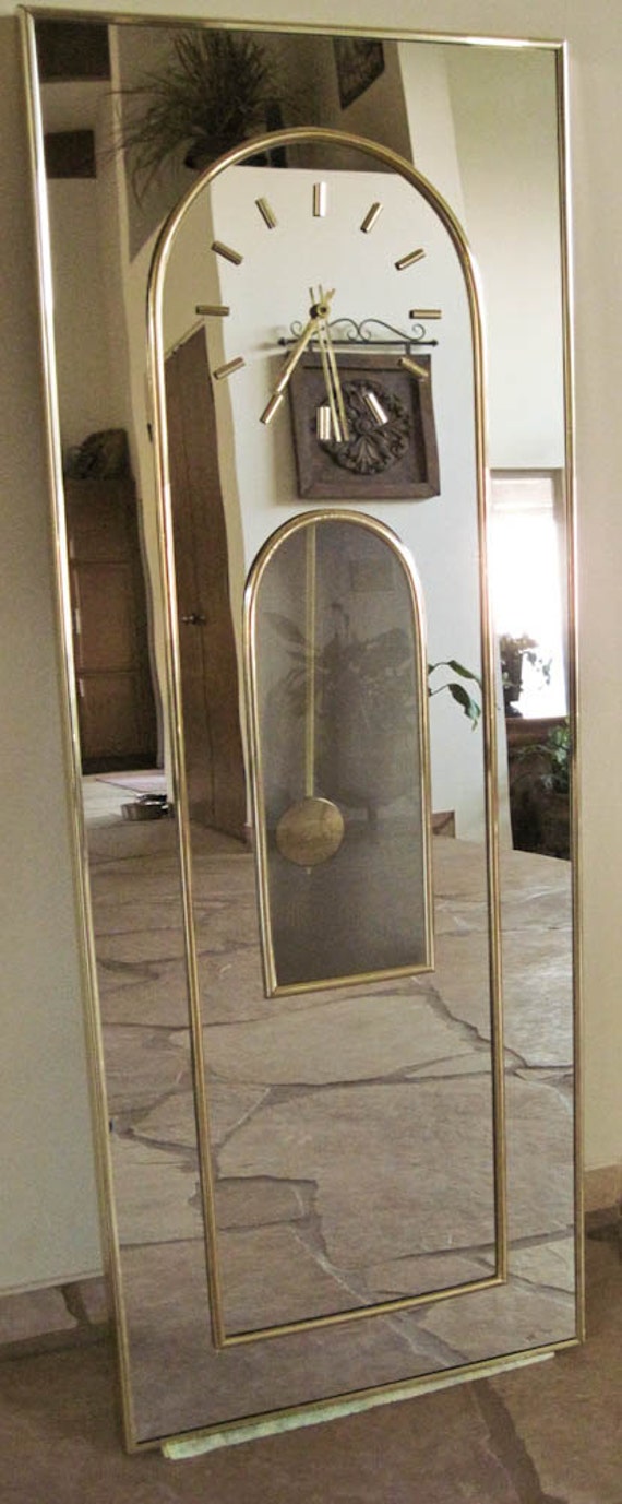 Mid Century Modern Mirrored Pendulum Wall Clock Four Feet Tall