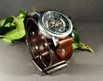 Leather Watch-Steampunk Watch-Mechanical Watch-Mens Watch-Women Watches-Skeleton Watch-Gift for Him-Gift for Her-Gifts-Wrist Watch-Watches