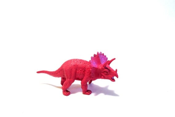 Items similar to Pink Triceratops, Re-purposed Dinosaur Toy, Upcycled ...