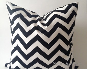 SET OF TWO 16x16 or 18x18 Black and White Chevron -Decorative Pillow Cover - Invisible Zipper Closure- Cushion Cover