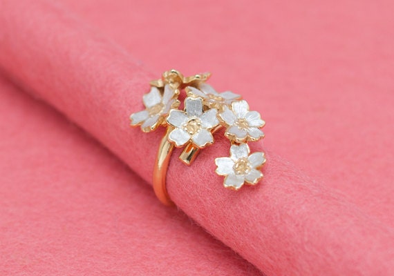 Japanese cherry blossom adjustable ring Sakura flowers