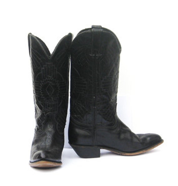 Vintage Cowboy Boots // Durango Black Leather Western by DesignSea