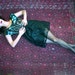 Black Velvet Painting Lace Cocktail Mini Dress Sz XS
