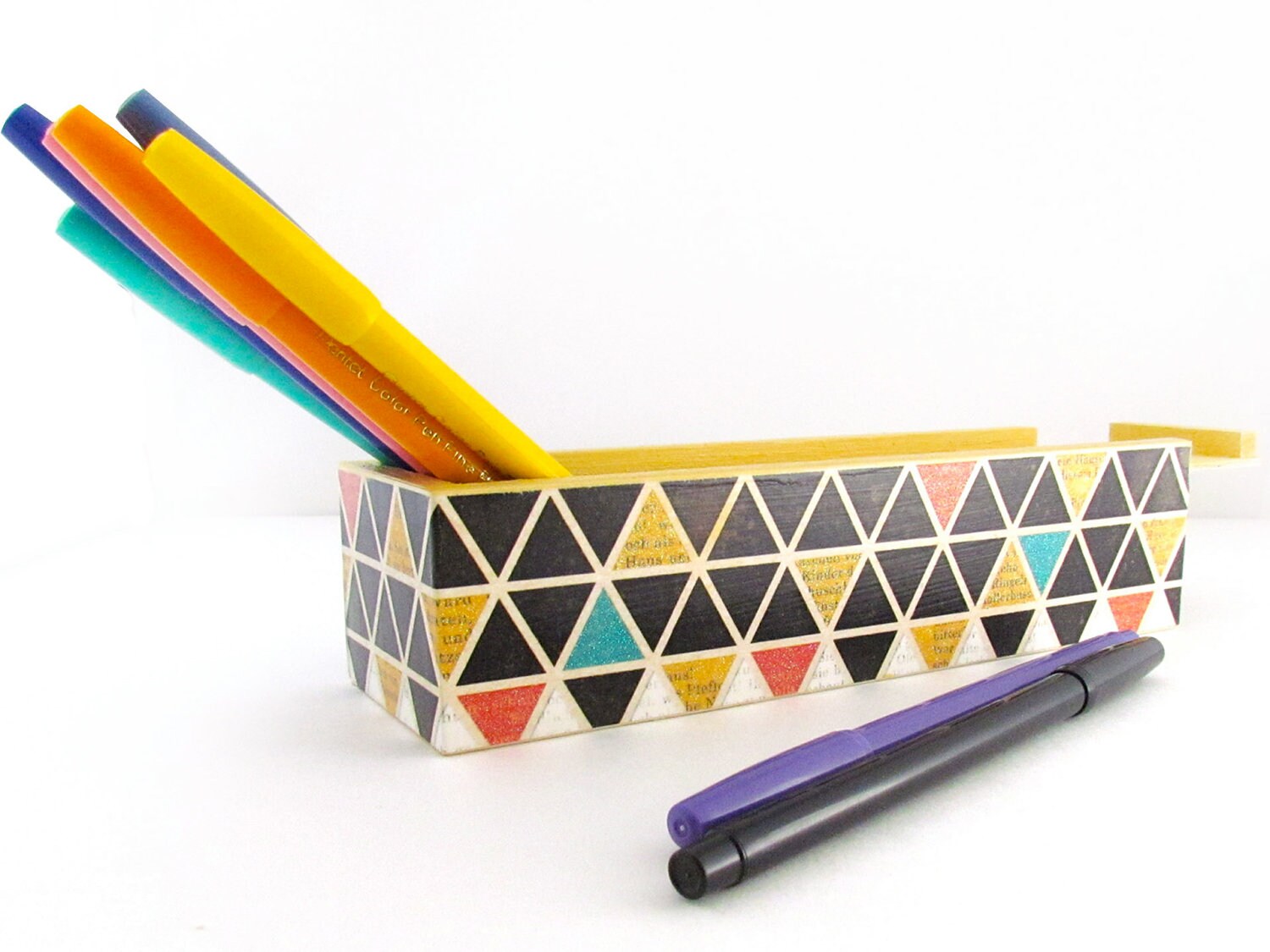 Geometric Coloring Book Pencil Box Storage by WalterSilva on Etsy
