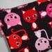 Large Sized Padded Kawaii Kitties Zippered Pouch --- Red