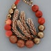 beaded bracelet with coral, vintage plastic and glass - bohemian jewelry - ethnic bracelet
