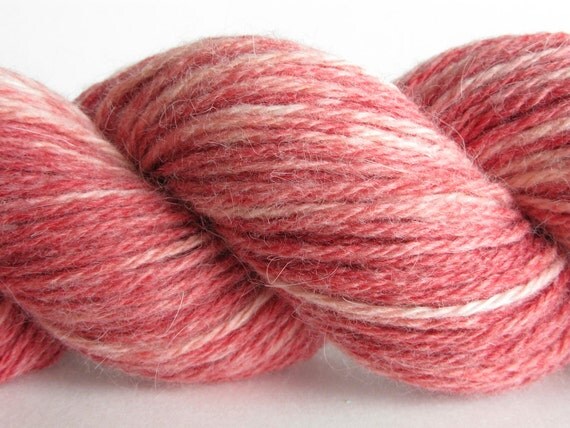 Strawberry - Bunny Sock Yarn - Angora Rabbit Superwash Merino Wool - 2 oz. Fingering or Sock Weight