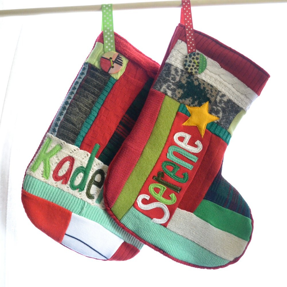 Christmas Stocking Traditional Holiday Colors by handmadepretties