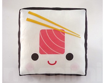 Decorative Pillow, Sushi Pillow, Tuna Roll, Japanese Food, Cushion, Kawaii, Home Decor, Room Decor, Dorm, Childrens Toys, 7 x 7"