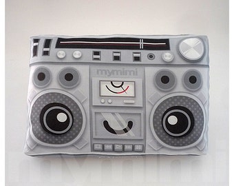 Decorative Pillow, Boombox Pillow, Music Pillow, Vintage Radio, 80's Music, Stereo, Hip Hop, Throw Pillow, Cushion, Old School, Dorm, 9 x 6"