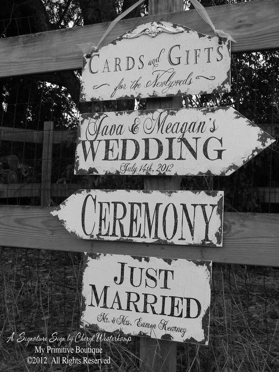 Vintage Wedding Sign Package. 4 Signs. Wedding Sign. Wedding