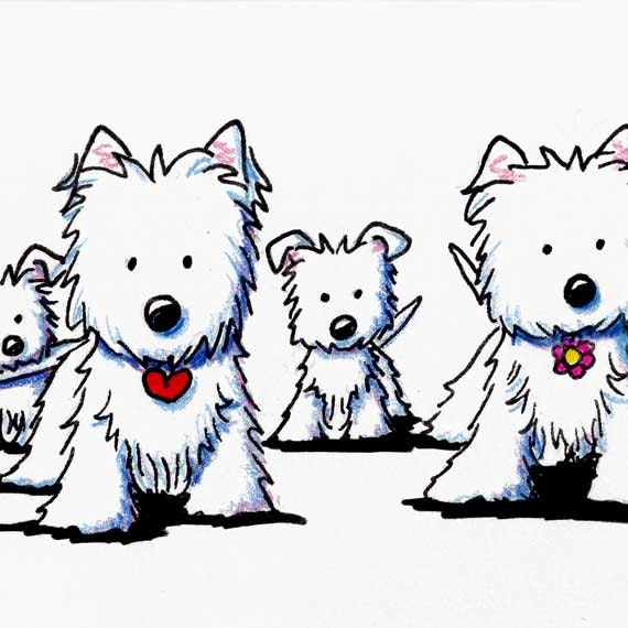 Framed Original Westie Dog Art Illustration FROM Childrens